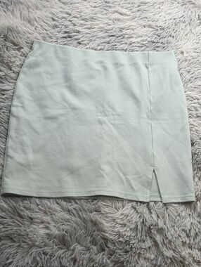 Women’s Light Mint Mini Skirt with Front Slit